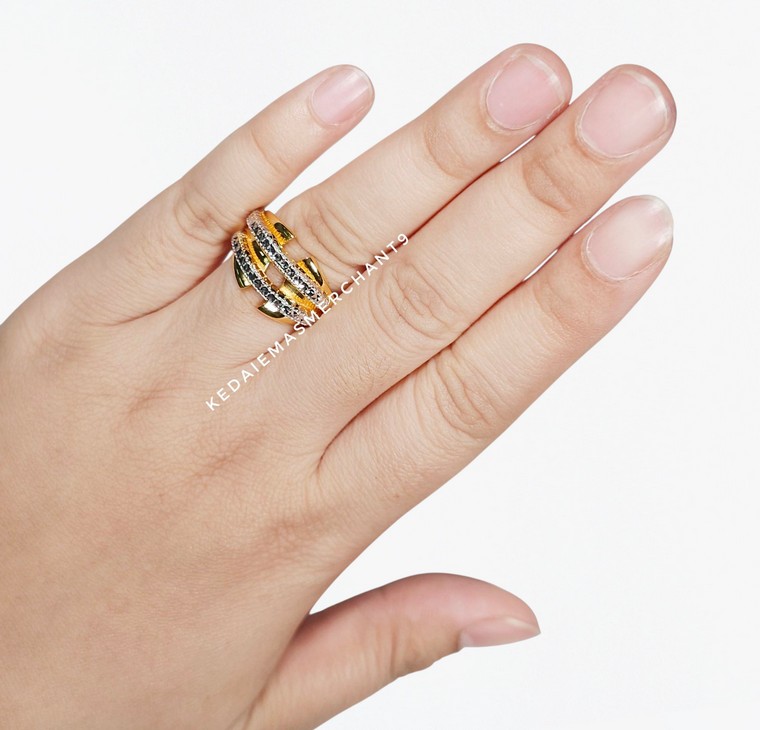 Merchant9 Cincin Emas JANE Lintah Polish Diamond Cut L:1.35CM