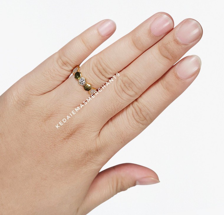 Merchant9 Cincin Emas Honeycomb Diamond Cut L:0.5CM