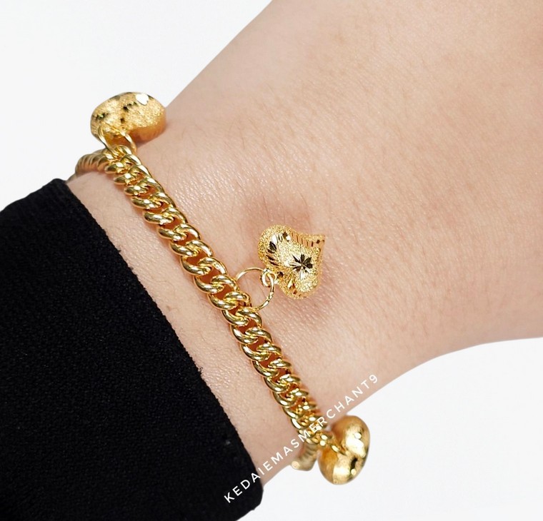 Merchant9 Rantai Tangan Gajah Licin Gantung Love L:0.45CM