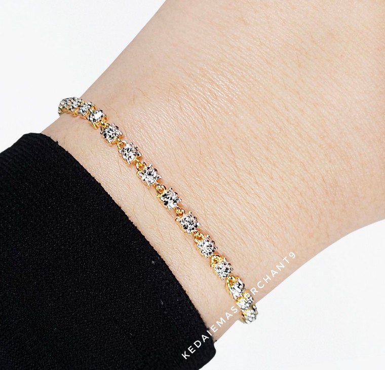 Merchant9 Rantai Tangan Roti Bun Diamond Cut Minimalist L:0.3CM