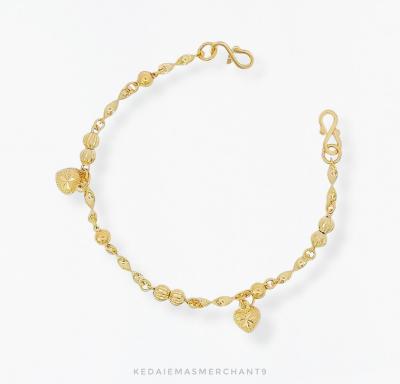 Merchant9 Rantai Kaki Kanak Kanak Twist Bola Gantung Love L:0.4CM