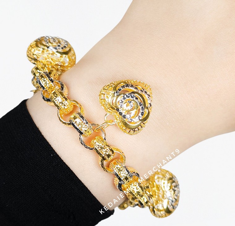 Merchant9 Rantai Tangan Kendi Kerawang Gantung Love Rose 2C L:0.9CM