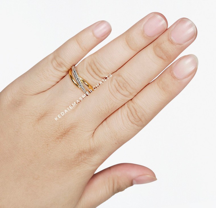 Merchant9 Cincin Emas Silang Polish Diamond Cut