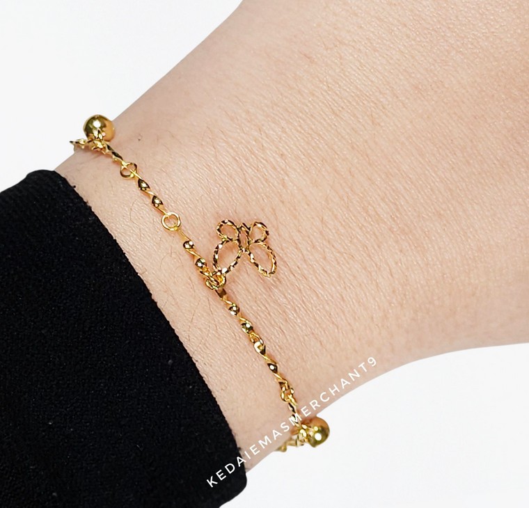 Merchant9 Rantai Tangan Twist Gantung Butterfly Loceng