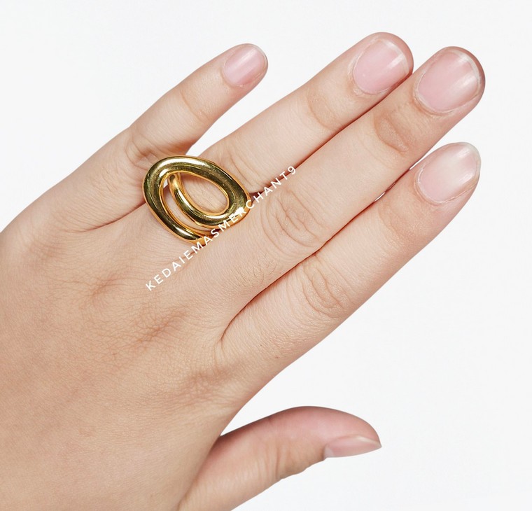 Merchant9 Cincin Emas JANE Knot Leaf Polish L:2.5CM