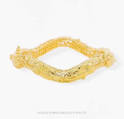 Merchant9 Gelang Oval Wave Bunga Raya Kerawang L:0.75CM