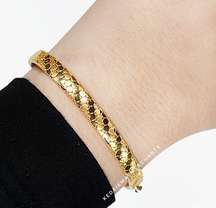 Merchant9 Gelang JANE Lintah Honey Comb Matte Polish L:0.55CM