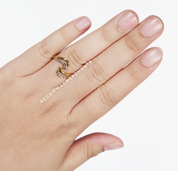 Merchant9 Cincin Emas Double Wave 2C Diamond Cut
