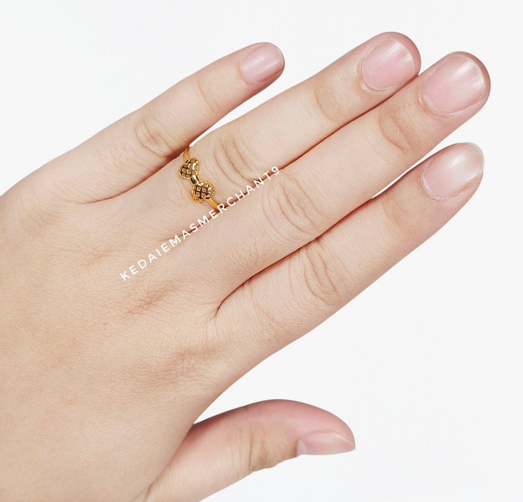 Merchant9 Cincin Emas NORA Minimalist Ribbon Kerawang