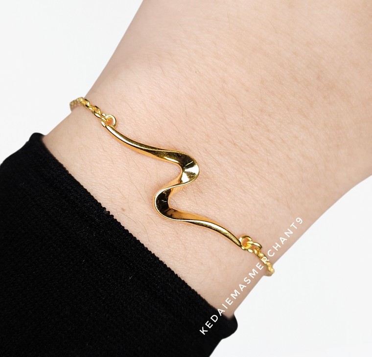 Merchant9 Rantai Tangan Choker Sauh Wave Polish L:1.1CM