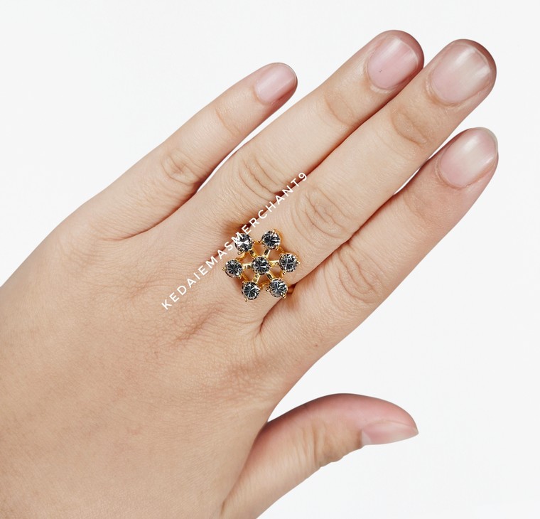 Merchant9 Cincin Emas Roti Bun Diamond Cut Snowflake L:1.6CM