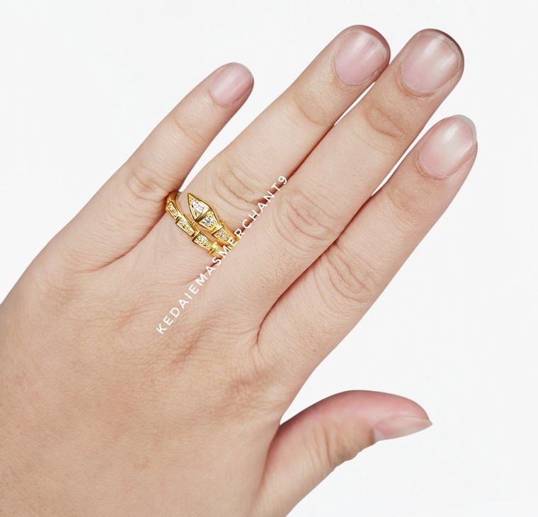 Merchant9 Cincin Emas BVL Serpenti Paku Permata