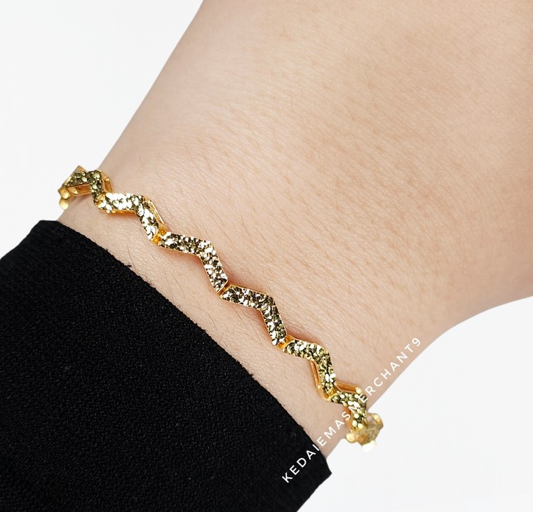 Merchant9 Rantai Tangan Minimalist Zig Zag Leona L:0.4CM