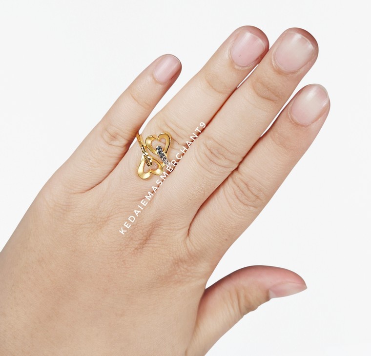 Merchant9 Cincin Emas Double Love Silang Dimensi 2C L:2CM