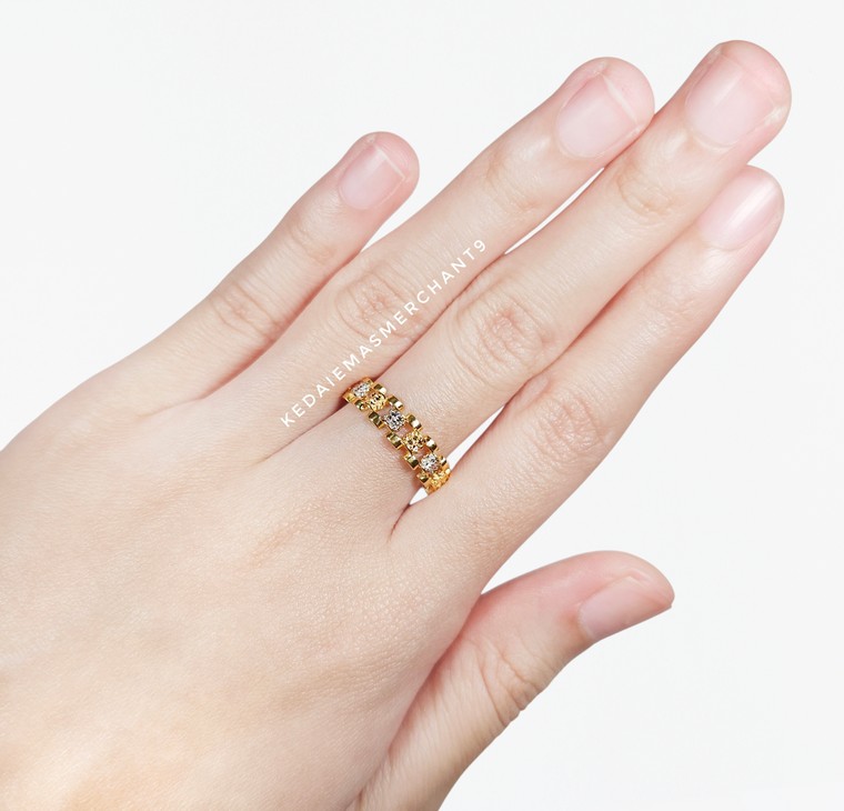 Merchant9 Cincin Emas Royal Brick Diamond Cut 2C L:0.5CM