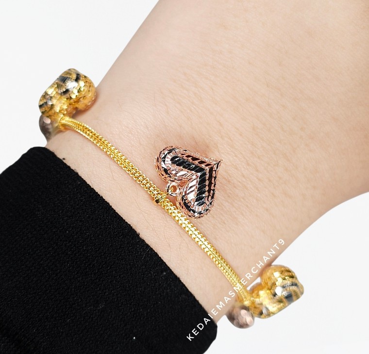 Merchant9 Rantai Tangan Belut Gantung Love Kerawang 3C L:0.2CM
