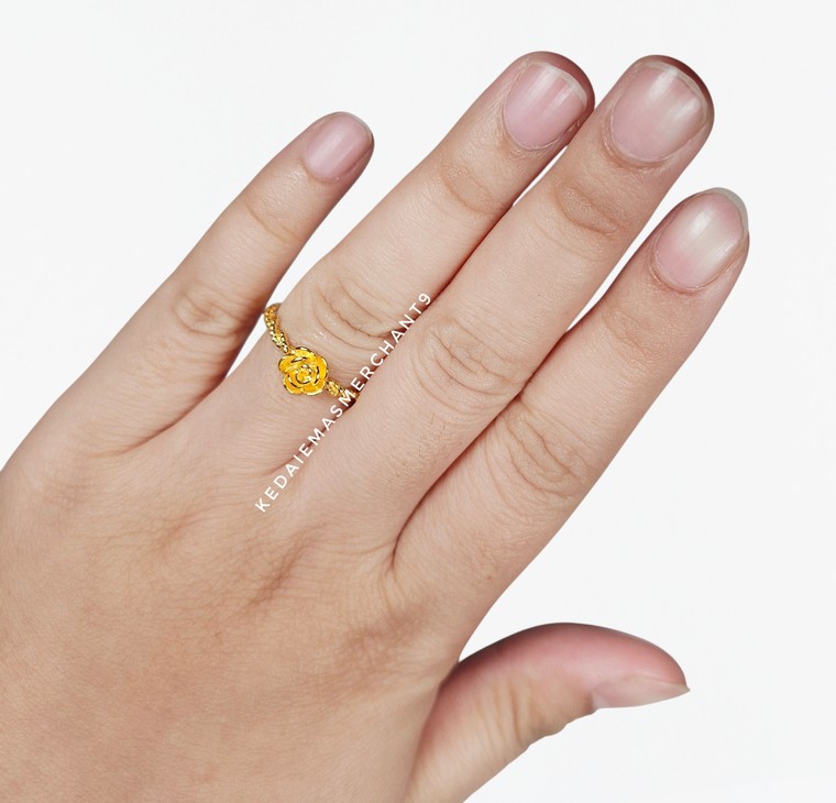 Merchant9 Cincin Emas Pintal Bunga Rose L:0.7CM
