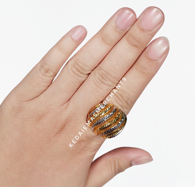 Merchant9 Cincin Emas Lintah Dimensi Stripes 2C L:2.4CM
