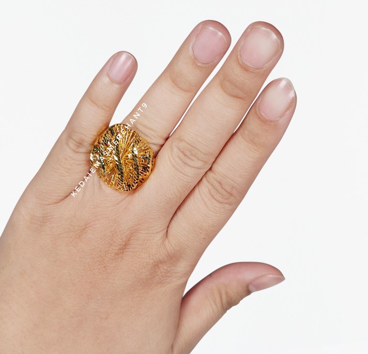 Merchant9 Cincin Emas Lintah Wave Kerawang L:2CM
