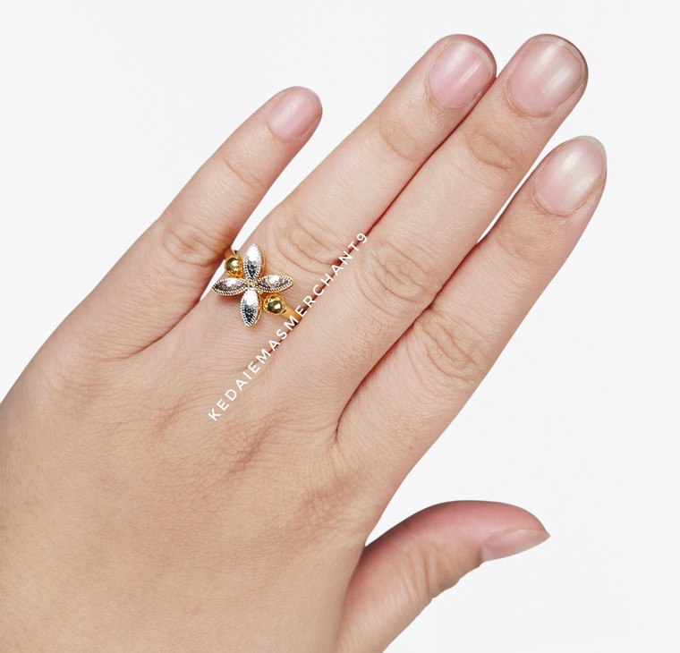 Merchant9 Cincin Emas Bunga Tanjung Honey Kerawang 3C II L:1.2CM