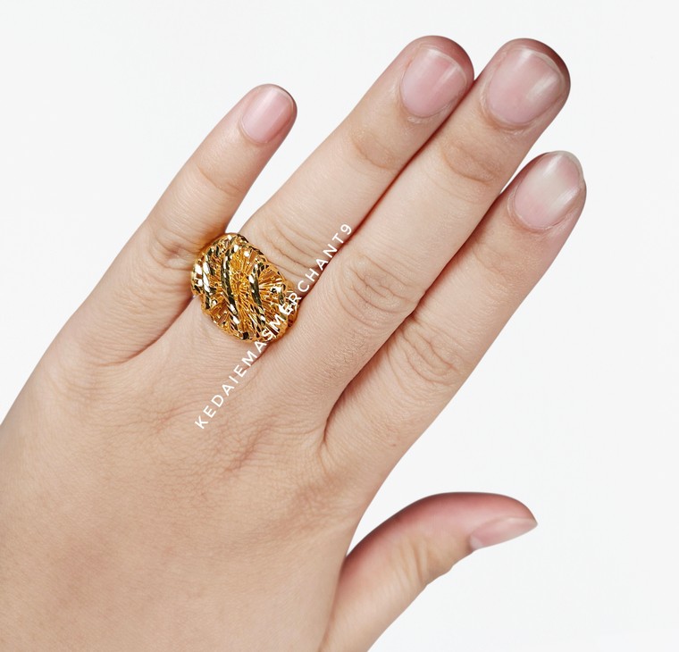 Merchant9 Cincin Emas Lintah Wave Kerawang L:1.6CM