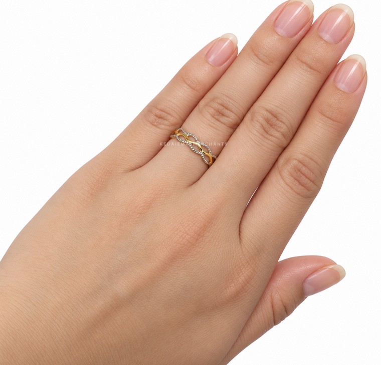 Merchant9 Cincin Emas Wave 3 Layer Diamond Cut 2C L:0.5CM