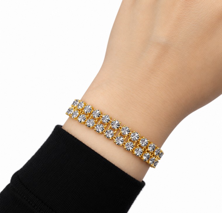 Merchant9 Rantai Tangan LOUISE Diamond Cut 2 Layer L:0.95CM (KLIP SLIDE)