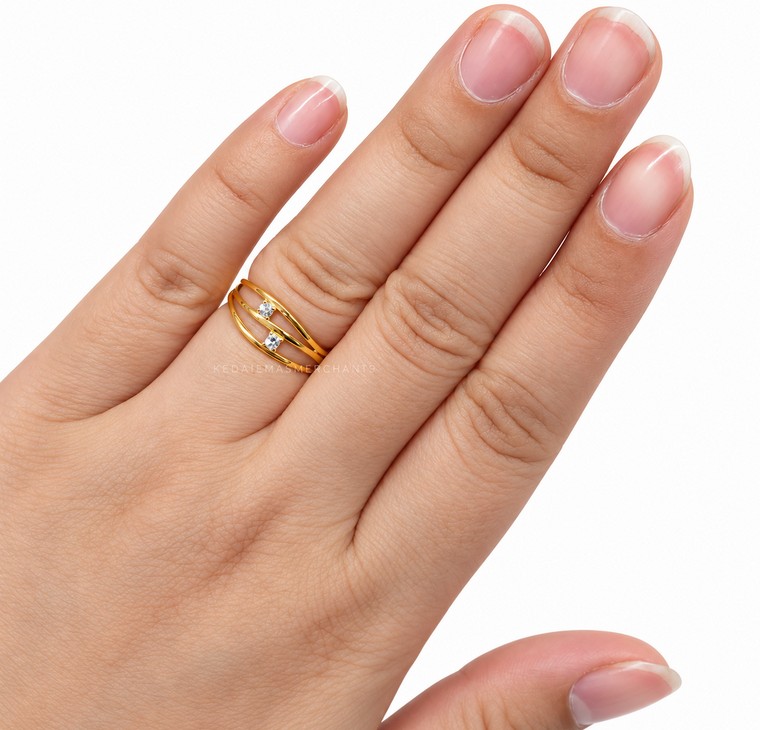 Merchant9 Cincin Emas Wave 3 Layer Polish Diamond Cut 2C