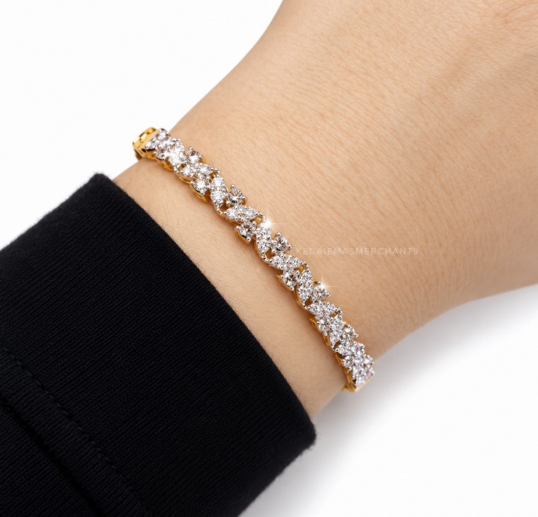 Merchant9 Gelang Oval Leaf Diamond Cut 2C L:0.45CM
