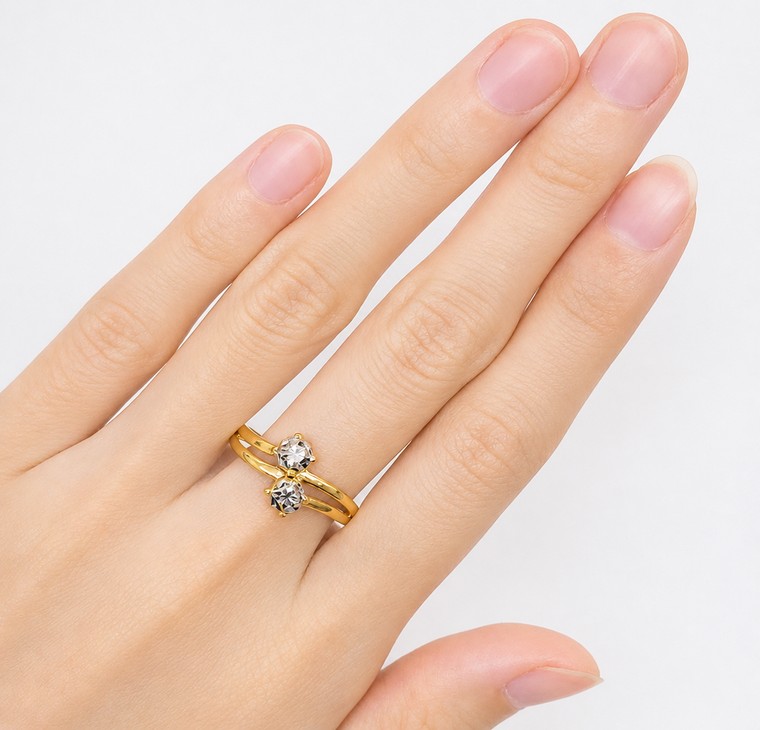 Merchant9 Cincin Emas LOUISE Diamond Cut Wave 2C L:1CM