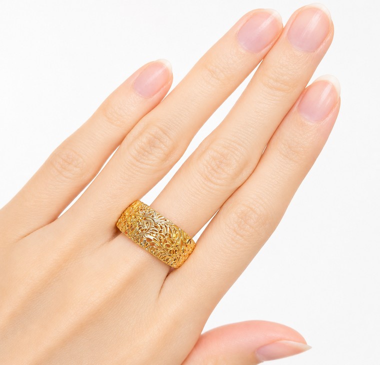 Merchant9 Cincin Emas Leaf Kerawang L:0.95CM
