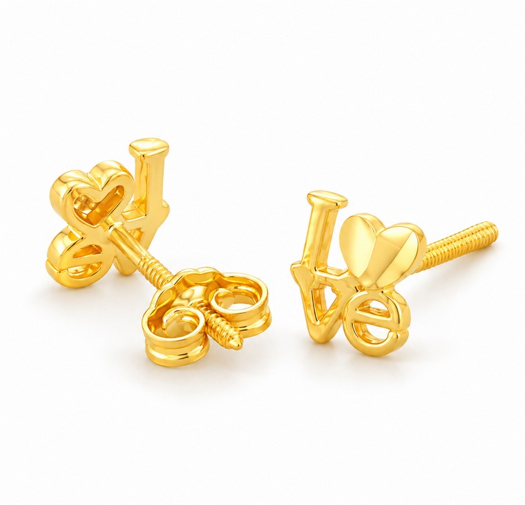 Merchant9 Subang Screw Love Polish L:0.5CM