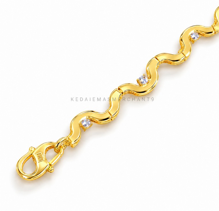 Merchant9 Rantai Tangan Minimalist Wave Polish L:0.2CM