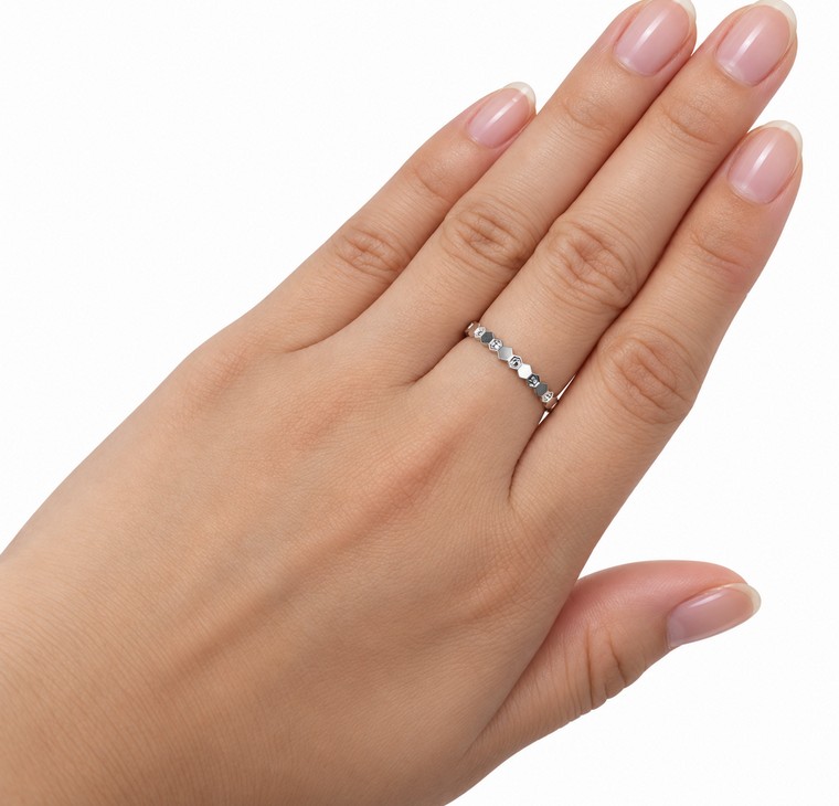 Merchant9 Cincin Emas Stackable - Honeycomb Chrome L:0.25CM