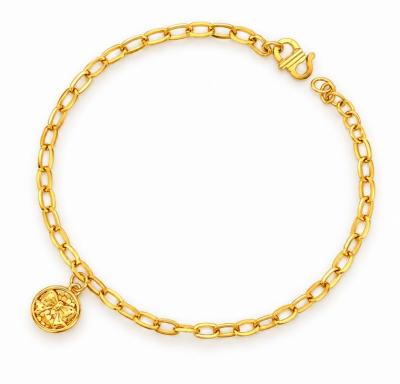Merchant9 Rantai Tangan Sauh Oval Gantung Ribbon Honey L:0.3CM
