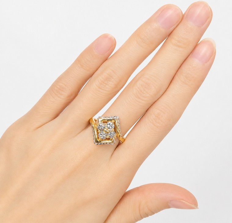 Merchant9 Cincin Emas Silang Bunga Daisy Diamond Cut 2C L:1.65CM