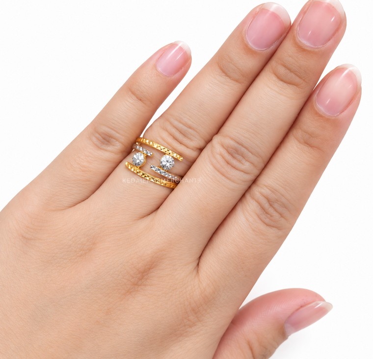 Merchant9 Cincin Emas Silang 2 Layer Circle 2C L:1.1CM