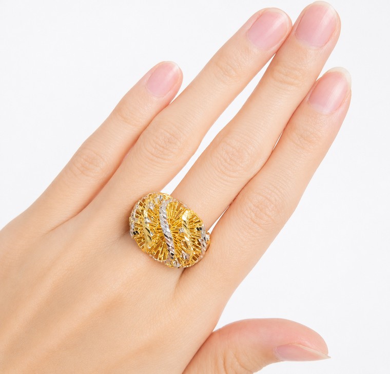 Merchant9 Cincin Emas Lintah Wave Kerawang 2C L:1.6CM