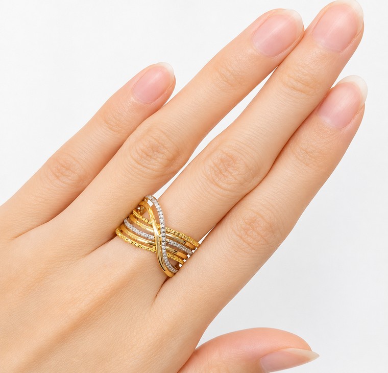 Merchant9 Cincin Emas Silang 2C L:1.2CM