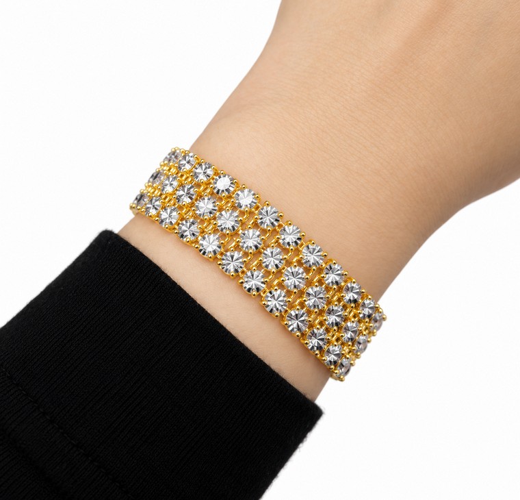 Merchant9 Rantai Tangan LOUISE Diamond Cut 3 Layer L:1.5CM (KLIP SLIDE)