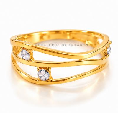 Merchant9 Cincin Emas Wave 3 Layer Polish Diamond Cut 2C