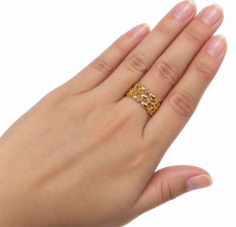 Merchant9 Cincin Emas Navette Bubble 2C L:1CM