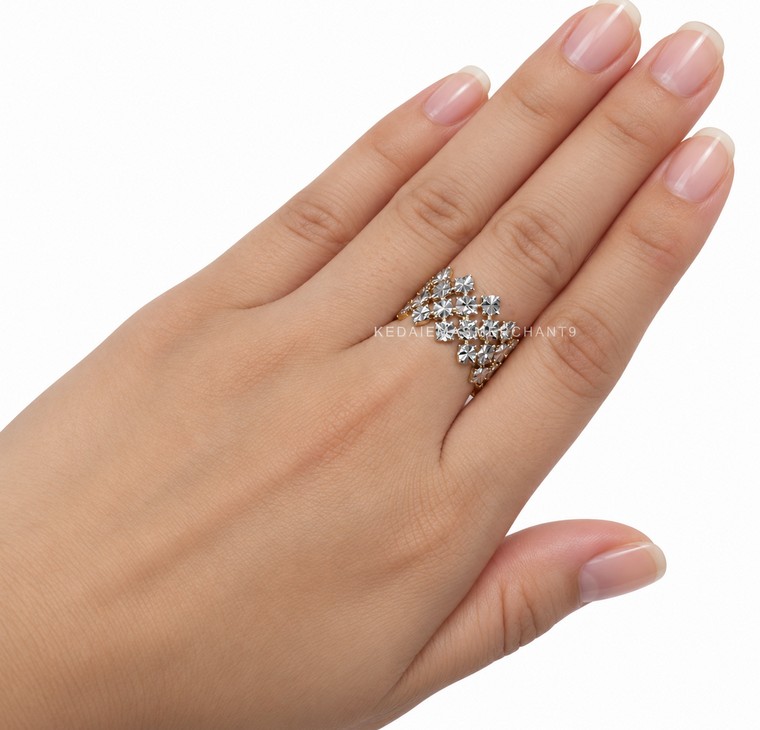 Merchant9 Cincin Emas Diamond Cut 4 Layer 2C L:1.3CM