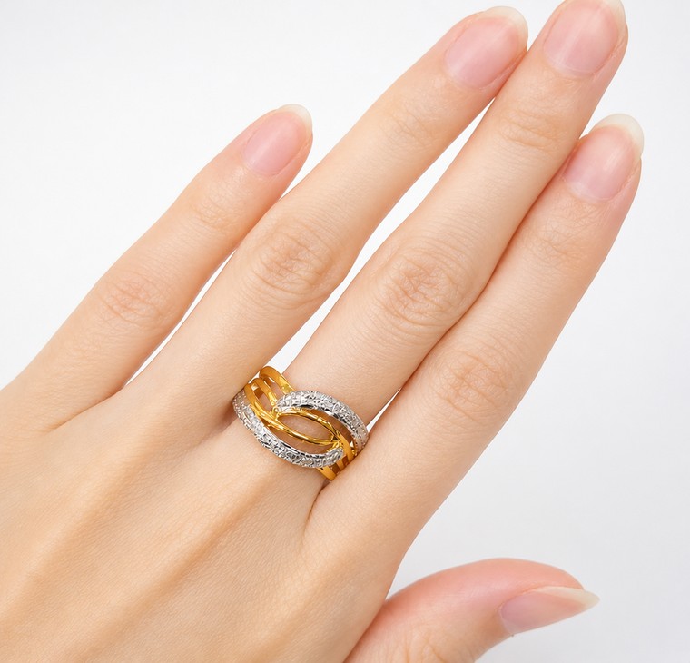 Merchant9 Cincin Emas Wave Diamond Cut L:1.1CM