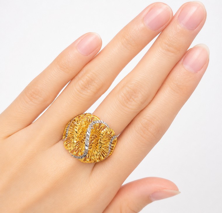 Merchant9 Cincin Emas Lintah Wave Kerawang 2C L:2CM