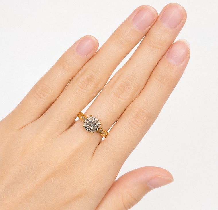 Merchant9 Cincin Emas LOUISE Diamond Cut 2C L:0.75CM
