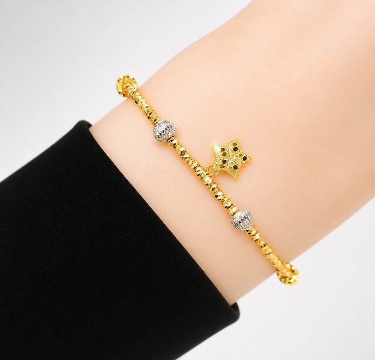 Merchant9 Rantai Tangan Boba Italian Gantung Star 2C L:0.4CM