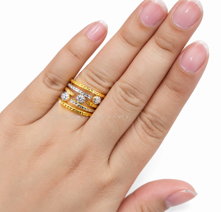 Merchant9 Cincin Emas Silang 3 Layer Circle 2C L:1.35CM