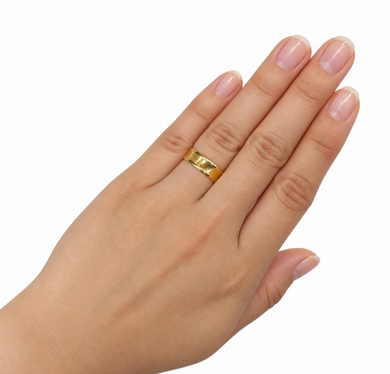 Merchant9 Cincin Emas Belah Rotan Stripe Polish Padu L:0.6CM