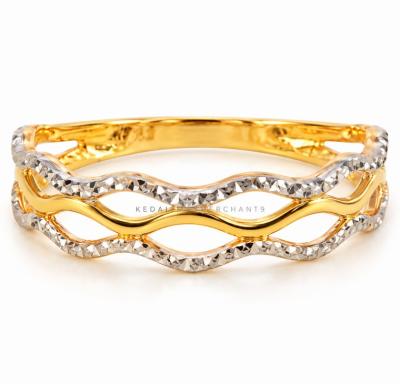 Merchant9 Cincin Emas Wave 3 Layer Diamond Cut 2C L:0.5CM